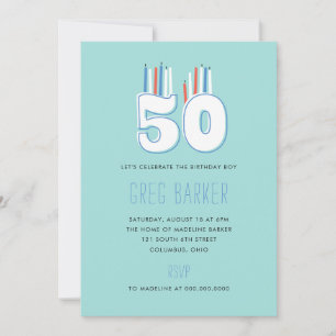 50 Candles 50th Birthday Party Invitations