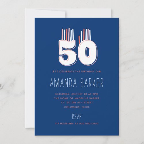 50 Candles 50th Birthday Party Invitations
