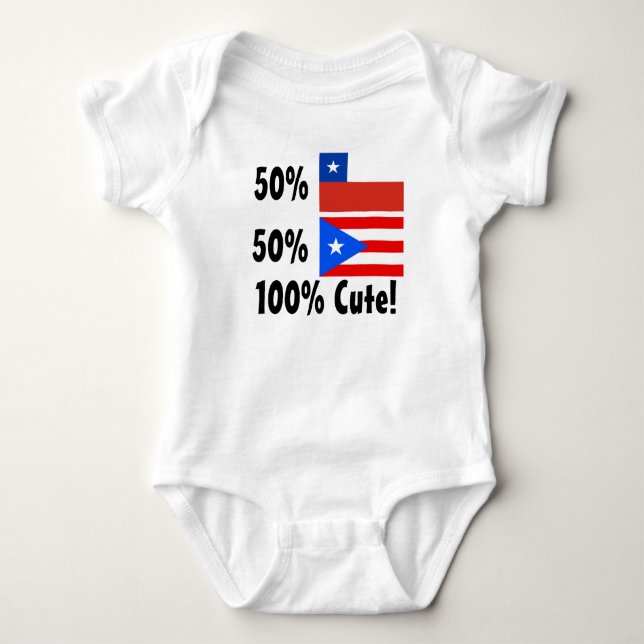 50% Chilean 50% Puerto Rican 100% Cute Baby Bodysuit (Front)