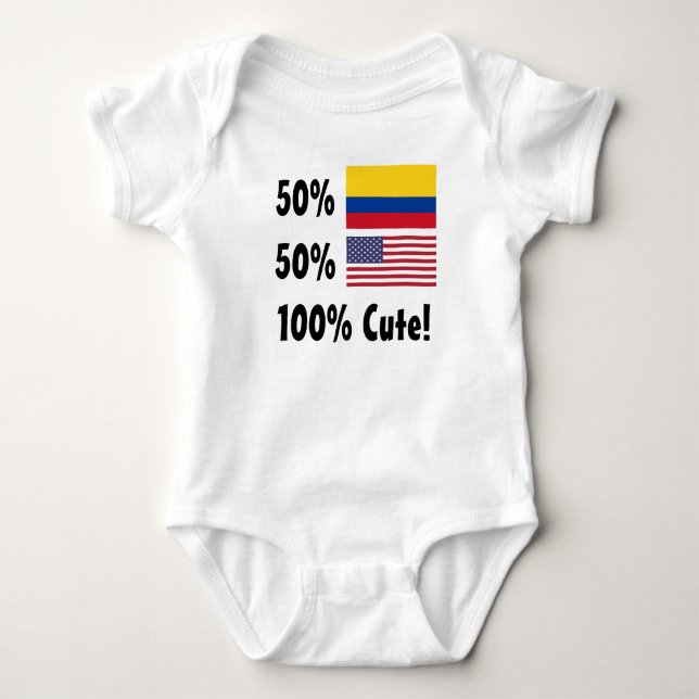 50% Colombian 50% American 100% Cute Baby Bodysuit (Front)