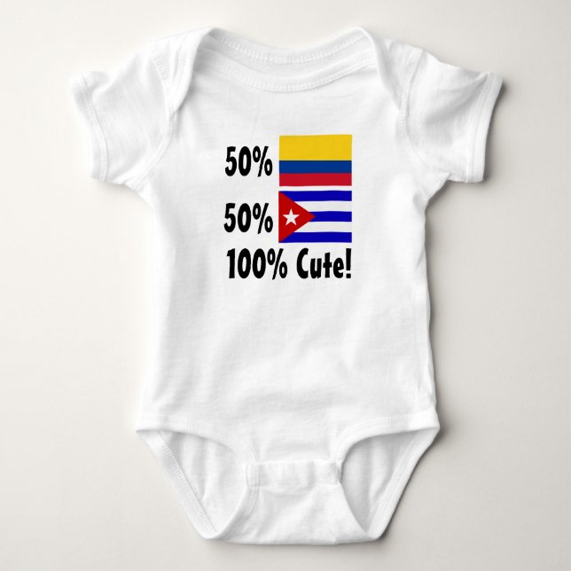 50% Colombian 50% Cuban 100% Cute Baby Bodysuit (Front)