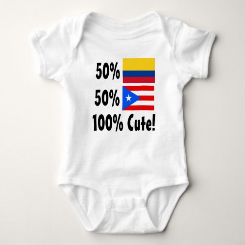 50 Colombian 50 Puerto Rica 100 Cute Baby Bodysuit