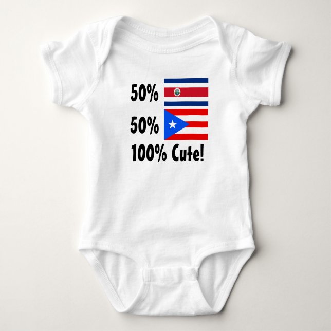 50% Costa Rican 50% Puerto Rican 100% Cute Baby Bodysuit (Front)