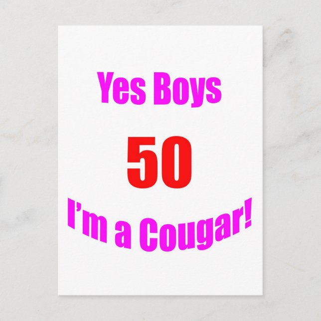 50 Cougar Birthday Postcard (Front)