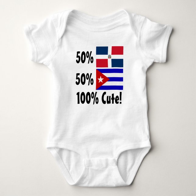 50% Cuban 50% Dominican 100% Cute Baby Bodysuit (Front)