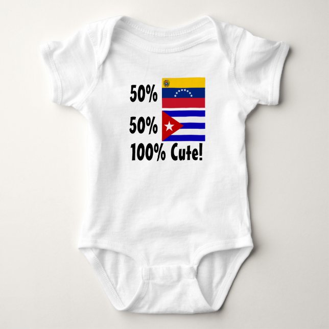 50% Cuban 50% Venezuelan 100% Cute Baby Bodysuit (Front)