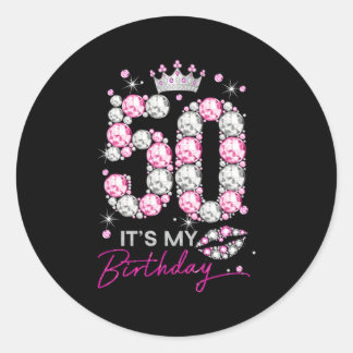 50 Diamond Crown 50 Fabulous 50Th Classic Round Sticker
