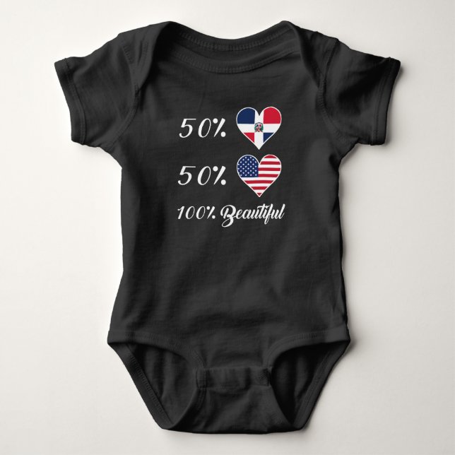 50% Dominican 50% American 100% Beautiful Baby Bodysuit (Front)