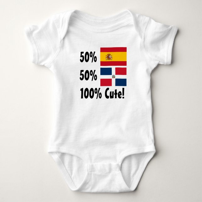50% Dominican 50% Spanish 100% Cute Baby Bodysuit (Front)