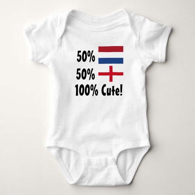 50% Dutch 50% English 100% Cute Baby Bodysuit (Front)