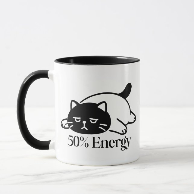 50% Energy Funny Low Battery Mood Design Mug (Left)