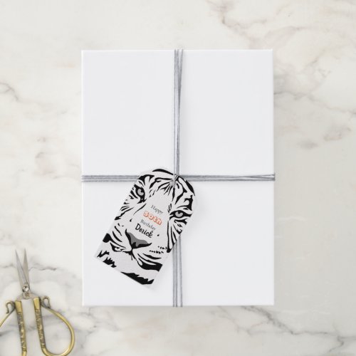 50  Fabulous 50th Birthday Black Bengal Tiger Gift Tags