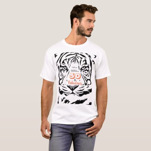 50  Fabulous 50th Birthday Black Bengal Tiger T_Shirt