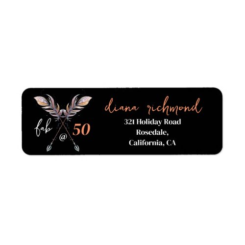 50  Fabulous 50th Birthday Bohemian Arrows Invite Label