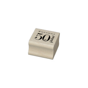 50 & Fabulous 50th Birthday Custom Typographic Rubber Stamp