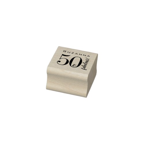 50  Fabulous 50th Birthday Custom Typographic Rubber Stamp