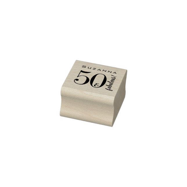 50 & Fabulous 50th Birthday Custom Typographic Rubber Stamp (Stamp)