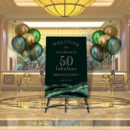 50  Fabulous 50th Birthday Emerald Green Sign