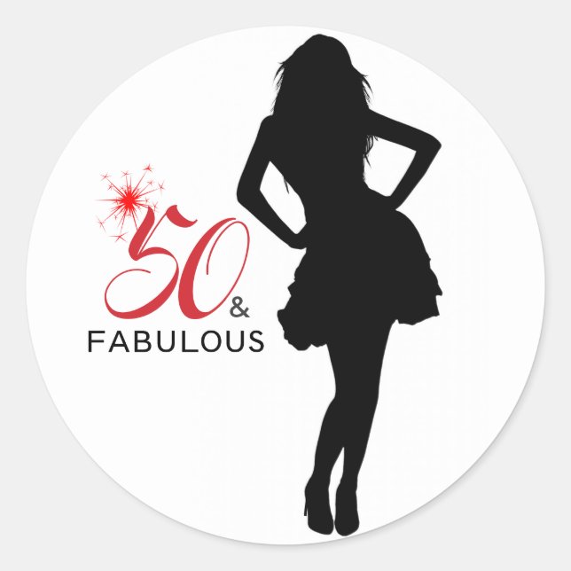 50 & FABULOUS 50th Birthday Gift Sticker (Front)