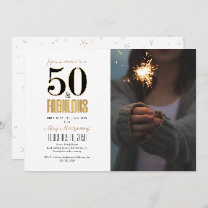 50 And Fabulous 50th Birthday Gold Black Party Invitation