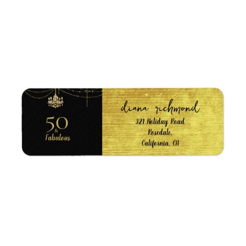 50  Fabulous 50th Birthday Gold Chandelier Black Label