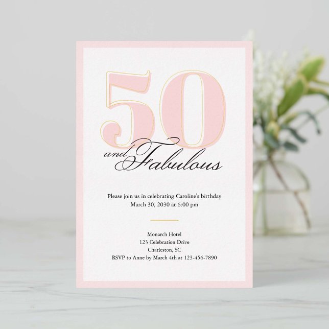 50 & Fabulous 50th Birthday Invitation Foil Invitation (Creator Uploaded)