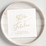 50 Fabulous 50th Birthday Party Gold Foil Napkins<br><div class="desc">Elevate her 50th birthday party with these chic foil-stamped napkins. Each napkin is stamped in gold,  silver,  or rose gold real foil for a sophisticated touch and features "50 & Fabulous" in an elegant script and her name in modern lettering, </div>