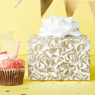 50 & Fabulous 50th Birthday Party Golden Swirls Wrapping Paper