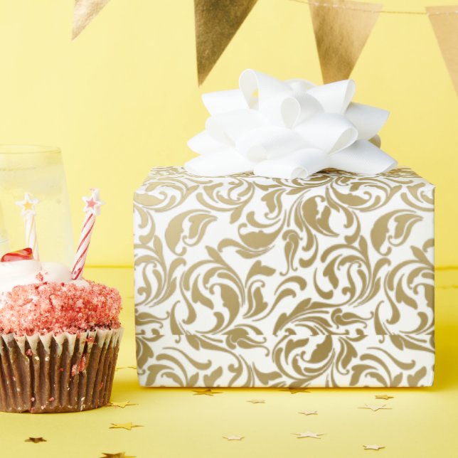 50 & Fabulous 50th Birthday Party Golden Swirls Wrapping Paper (Birthday Party)