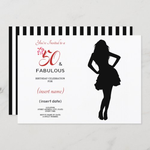 50  FABULOUS 50th Birthday Party Invitation