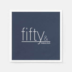 50 & FABULOUS! 50th Birthday Party Modern Navy Nap Napkins