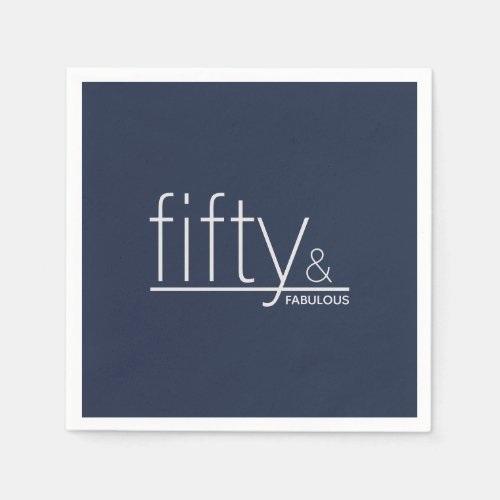 50  FABULOUS 50th Birthday Party Modern Navy Nap Napkins