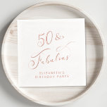 50 Fabulous 50th Birthday Party Rose Gold Foil Napkins<br><div class="desc">Elevate her 50th birthday party with these elegant foil-stamped napkins. Each napkin is stamped in real rose gold foil for a sophisticated touch and features "50 & Fabulous" in a chic script and her name in simple modern lettering, </div>