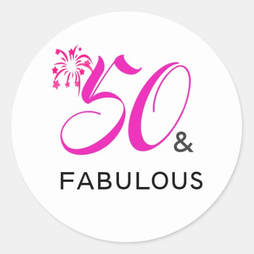 50  FABULOUS 50th Birthday Party Round Sticker