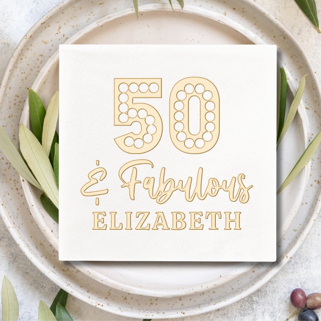 50 & Fabulous 50th Birthday Personalized Name Foil Napkins (Creator Uploaded)