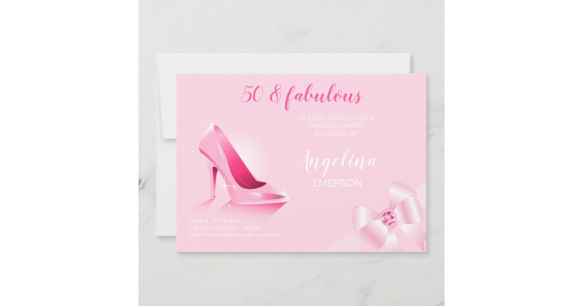 50 And Fabulous 50th Birthday Pink Invitation Zazzle