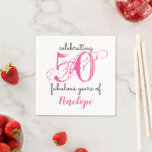 50 fabulous 50th Birthday pink Paper Napkins<br><div class="desc">Personalized celebrating 50 fabulous years in cool pink and black script typography.</div>