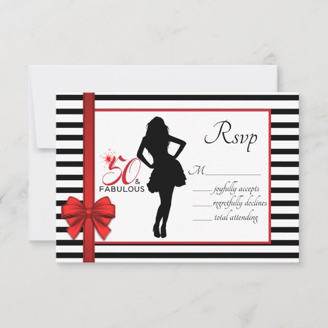 50 & FABULOUS 50th Birthday RESPONSE Card (Front)