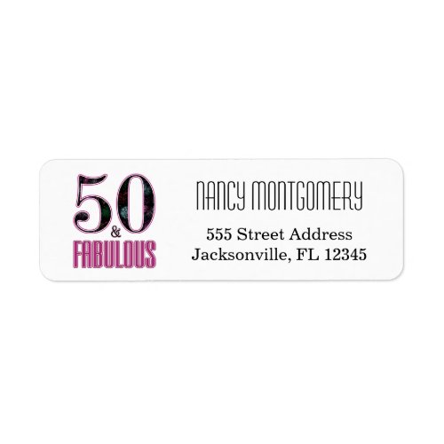 50  Fabulous 50th Birthday Return Address Label