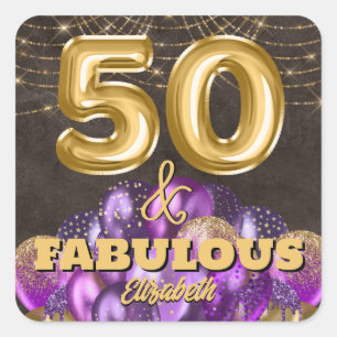 50 & Fabulous 50th Birthday Square Sticker