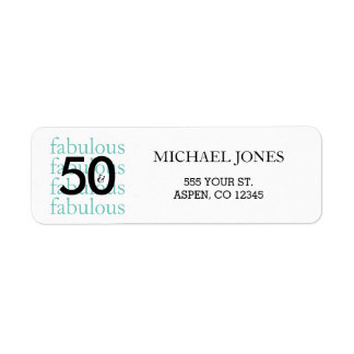 50 & Fabulous 50th Birthday Teal Address Labels