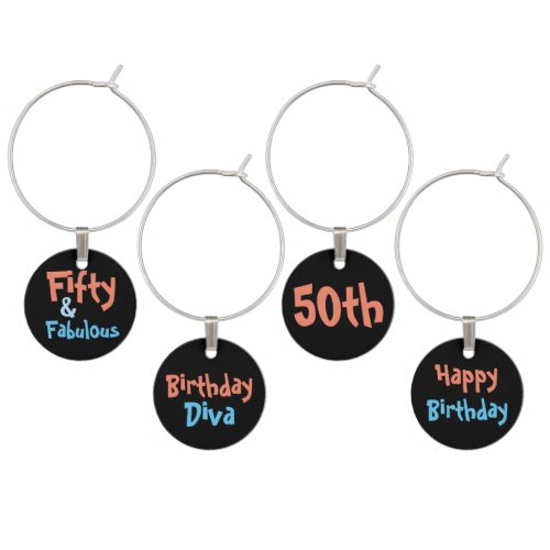 50  Fabulous 50th Birthday Wine Charms