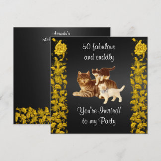50 Fabulous and cuddly birthday Party cats Invitation