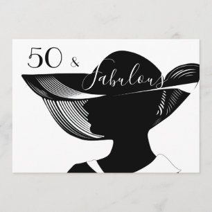50 & Fabulous B&W elegant art deco design Invitation
