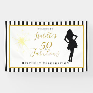 50 & Fabulous Birthday Banner Black & Gold
