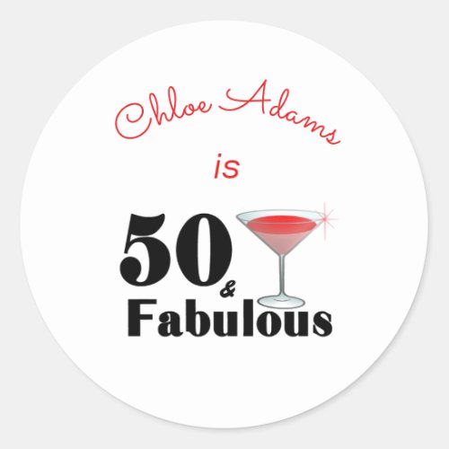 50  Fabulous Birthday Bash Personalized Classic Round Sticker