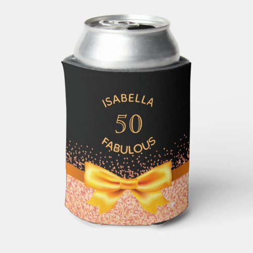 50 fabulous birthday black gold name can cooler