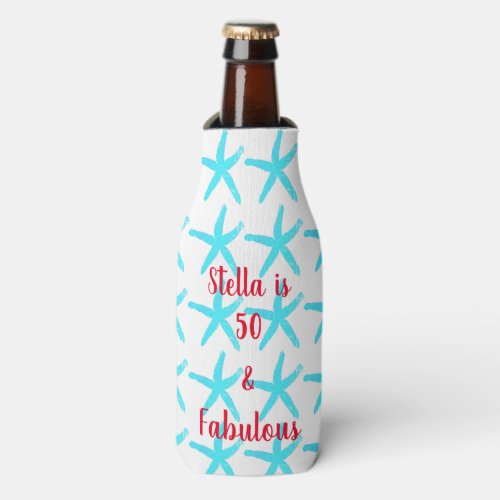 50  Fabulous Birthday Blue Starfish Patterns Cute Bottle Cooler