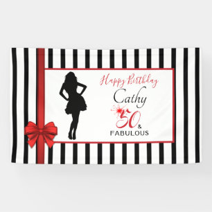 50 & FABULOUS Birthday Customizable with Stripes Banner