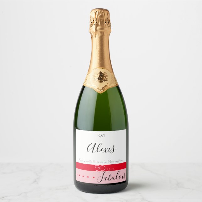 50 Fabulous Birthday Food and Beverage Label Set (Front)